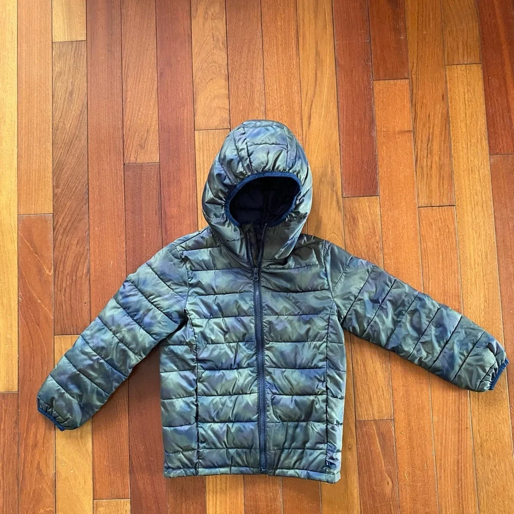 Gap Kids Green blue Hooded Puffer Jacket‎ size 6